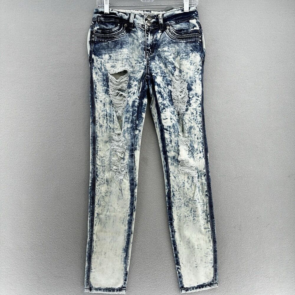 Clash Jeans USA Acid Wash Distressed‎ Denim Women’s 5 (28x31) 90s Retro 80s Rock